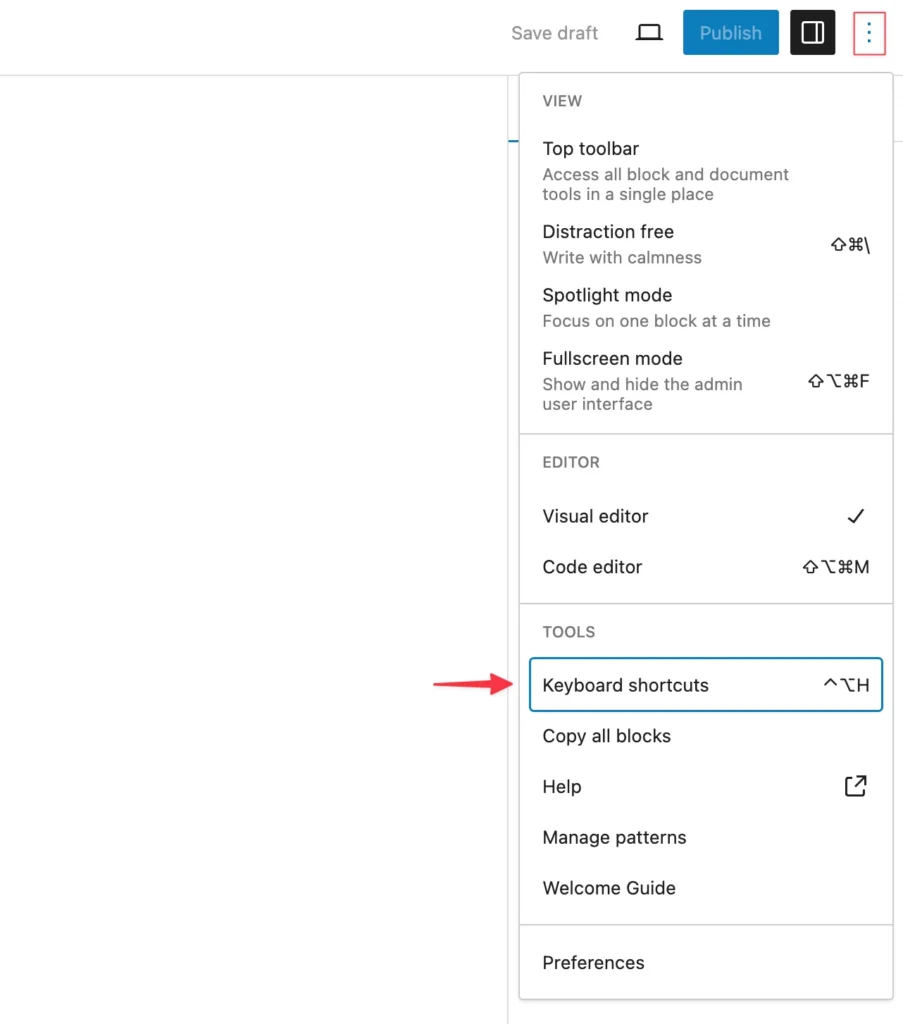 keyboard shortcuts